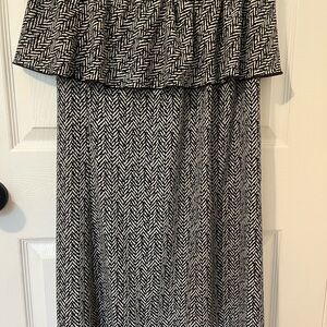 Hale Bob Black and White Chevron Maxi Dress